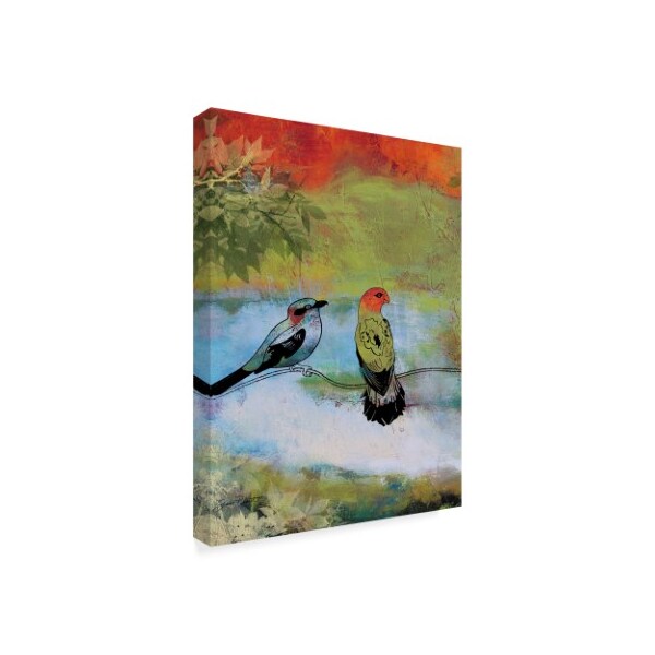 Jean Plout 'Two Birds On Branch' Canvas Art,14x19